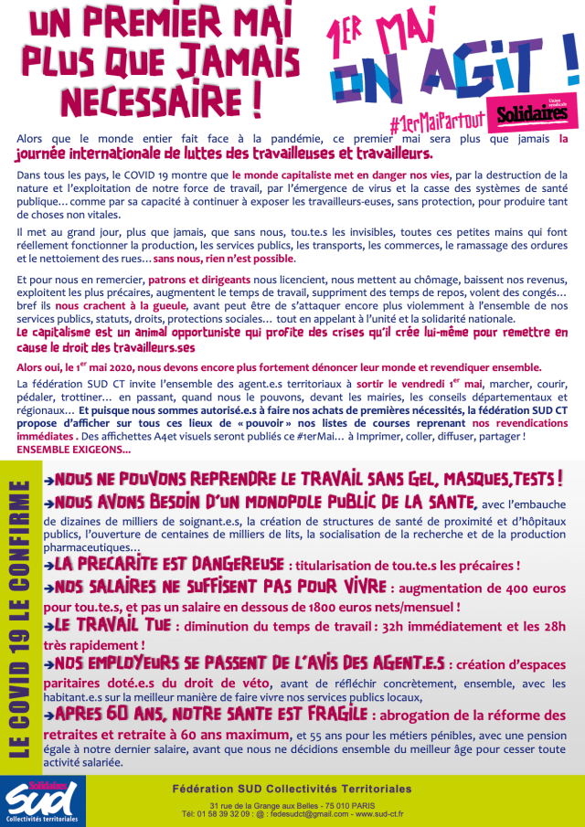 UN PREMIER MAI PLUS QUE JAMAIS NECESSAIRE ! 1er Mai
