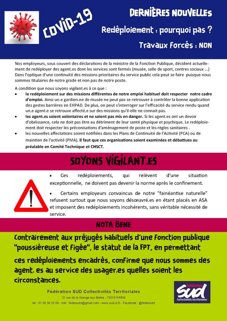 Redéploiement : pourquoi pas ? Travaux forcés : NON !