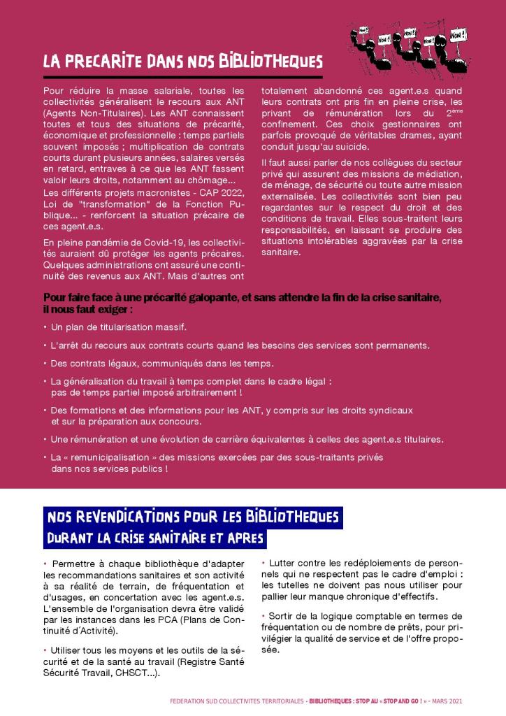 L'URGENCE SANITAIRE NE DOIT PAS ECLIPSER L'URGENCE SOCIALE…
La mission sociale des bibliothèques n'est plus à démontrer mais elle ne peut pas prendre le pas sur nos autres missions. Les bibliothèques ne doivent pas devenir l'alibi et le cache-misère des déficits de lieux sociaux, d'accueil et d’accompagnement des publics qui en auraient besoin. Nous ne sommes pas les supplétifs des autres services publics peu à peu démantelés ou supprimés. Or, les bibliothèques sont les seuls lieux publics de culture autorisés à ouvrir durant cette période, dans un silence médiatique absolu et avec le mépris de nos gouvernant.e.s.
