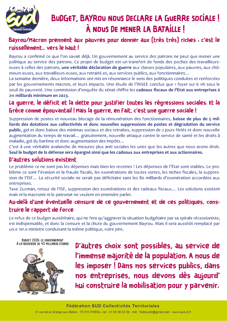Bayrou/Macron prennent aux pauvres pour donner aux (très très) riches : c’est le ruissellement… vers le haut !