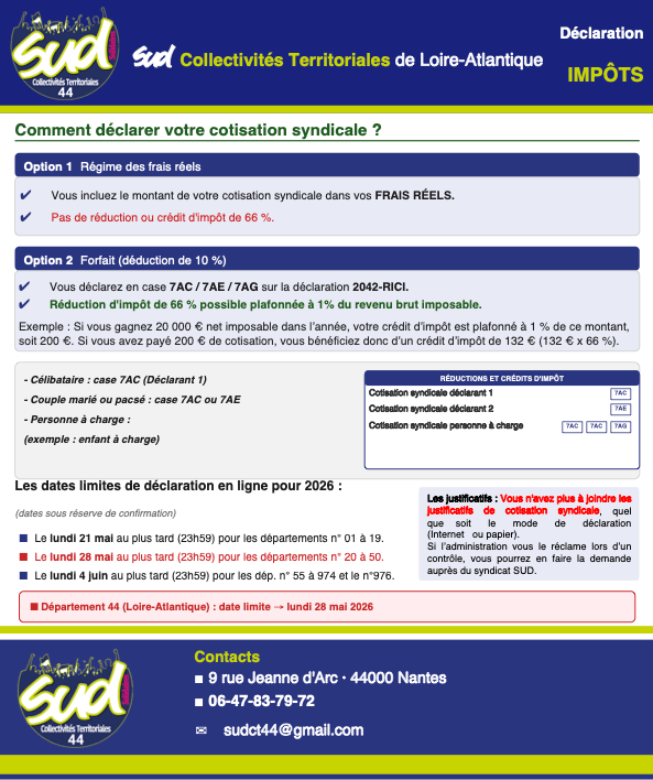 Comment déclarer votre cotisation syndicale ?
