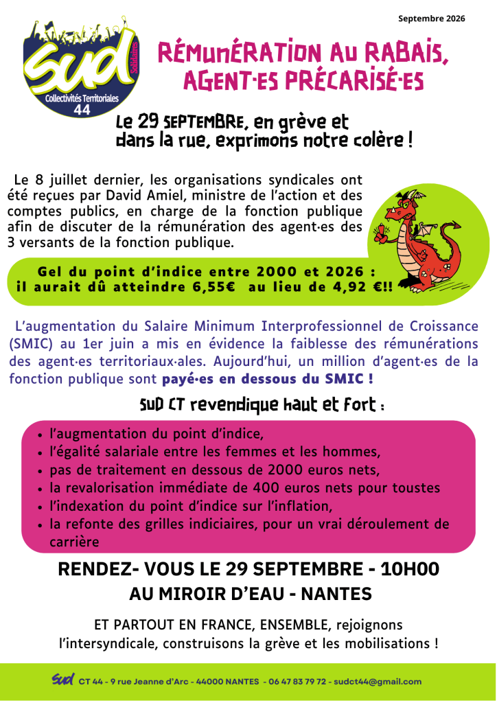 Le 29 SEPTEMBRE, en grève et
dans la rue, exprimons notre colère !